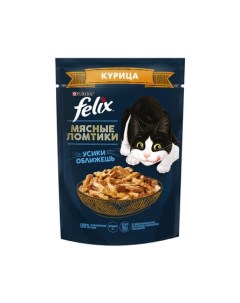 Мясные Ломтики Корм консервированный полнорационный для взрослых кошек с курицей 75 гр Felix