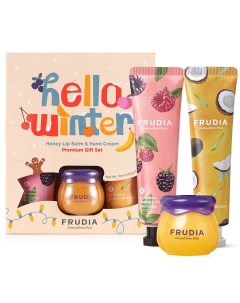 Подарочный набор Зимний Hello Winter 3 предмета бальзам для губ 2 крема для рук малина кокос Frudia