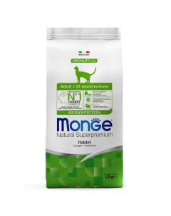 Monoprotein корм для взрослых кошек с кроликом 1 5 кг Monge
