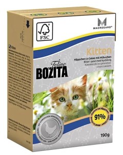 Mini влажный корм для котят кусочки в желе с курицей 190 г Bozita