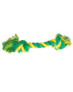 Игрушка для собак Веревка с 2 узлами 25 см зелено желтая Petmax