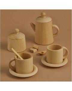 Игровой набор Детская деревянная развивающая игрушка Чайный Набор натуральный RG02006 Радуга грез