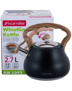 Чайник нержавеющая сталь 2 7 л со свистком матовый нейлон индукция черный 1092 Kamille