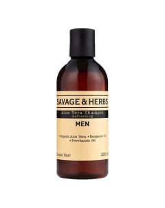 Мужской увлажняющий шампунь с алоэ вера бергамотом и мятным маслом для волос 250 0 Savage&herbs