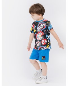 Комплект для мальчика футболка с принтом голубые шорты Playtoday kids