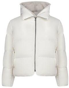 Куртка молочного цвета с манишкой из меха норки Yves salomon