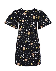 Черное платье с принтом звезды детское Moschino
