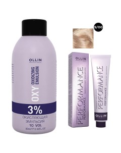 Набор Перманентная крем краска для волос Ollin Performance оттенок 9 00 блондин глубокий 60 мл Окисл Ollin professional