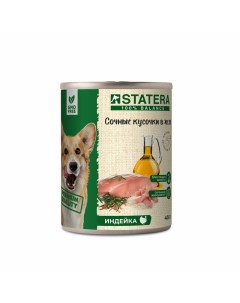 Полнорационный влажный корм для собак с индейкой кусочки в желе в консервах 400 г Statera