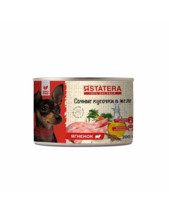 Полнорационный влажный корм для собак с ягненком кусочки в желе в консервах 200 г Statera