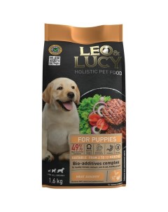 Leo Lucy сухой полнорационный корм для щенков мясное ассорти с овощами и биодобавками 1 6 кг Leo&luсy