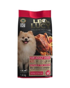 Leo Lucy сухой полнорационный корм для пожилых собак с индейкой ягодами и биодобавками 1 6 кг Leo&luсy