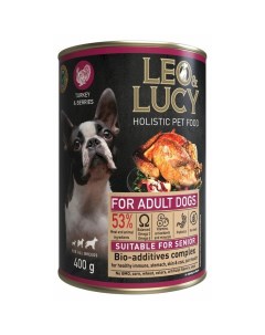 Leo Lucy влажный полнорационный корм для пожилых собак с индейкой ягодами и биодобавками в паштете в Leo&luсy