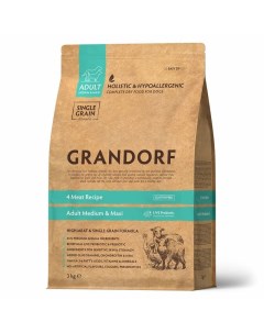 Сухой корм для собак средних и крупных пород четыре вида мяса 3 кг Grandorf