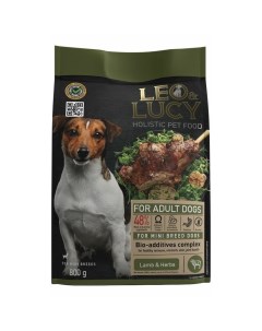 Leo Lucy сухой полнорационный корм для собак мелких пород с ягненком травами и биодобавками 800 г Leo&luсy