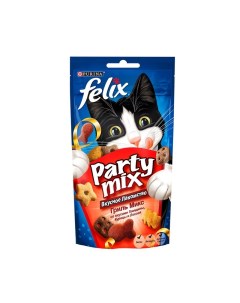 Party Mix лакомство для кошек гриль микс говядина курица лосось 60 г Felix
