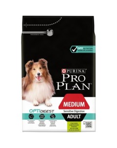Сухой корм Opti Digest для взрослых собак cредних пород с чувствительным пищеварением с ягненком и р Pro plan