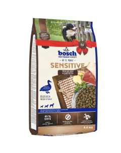 Sensitive с уткой и картофелем сухой корм для собак 3 кг Bosch