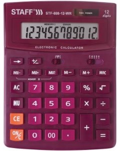 Калькулятор настольный STF 888 12 WR 12 разрядный бордовый 250454 Staff