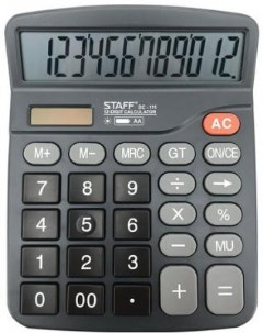 Калькулятор настольный PLUS DC 111 180x145 мм 12 разрядов двойное питание БАТАРЕЙКА АА 250427 Staff