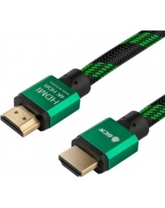 Кабель HDMI 2м GCR 51486 круглый черный зеленый Green connection