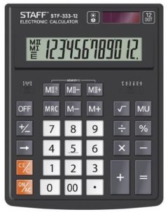 Калькулятор настольный PLUS STF 333 200x154 мм 12 разрядов двойное питание 250415 Staff