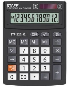 Калькулятор настольный PLUS STF 222 КОМПАКТНЫЙ 138x103 мм 12 разрядов двойное питание 250420 Staff