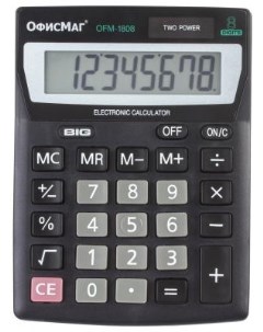 Калькулятор настольный OFM 1807 8 разрядный черный 250223 Офисмаг