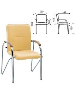 Кресло для приемных и переговорных Samba деревянные накладки хромированый каркас кожзам песоч Nowy styl