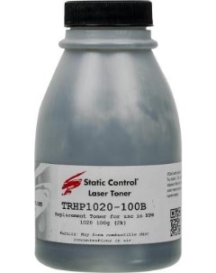 Тонер TRHP1020 100B черный флакон 100гр для принтера HP LJ 1010 1012 1015 1020 Static control