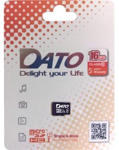 Флеш карта microSDHC 16Gb Class10 DTTF016GUIC10 Dato