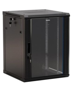 Шкаф коммутационный TWB 1545 GP RAL9004 настенный 15U 600x450мм пер дв стекл 2 бок пан 60кг черный 7 Hyperline