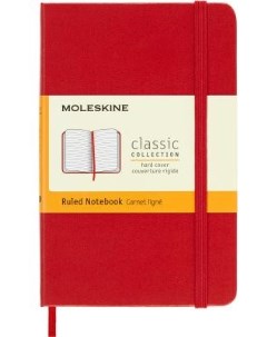 Блокнот CLASSIC MM710R Pocket 90x140мм 192стр линейка твердая обложка красный Moleskine