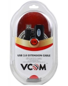 Кабель удлинитель активный с усилителем USB 2 0 AM AF 5м Vcom VUS7049 repeater Vcom telecom