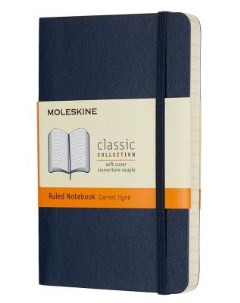 Блокнот CLASSIC SOFT QP611B20 Pocket 90x140мм 192стр линейка мягкая обложка синий сапфир Moleskine
