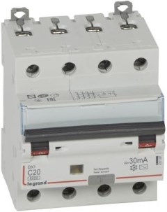 411187 Автоматический выключатель дифференциального тока DX 6000 10 кА тип характеристики С 4П 400 В Legrand