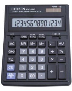 Калькулятор бухгалтерский SDC 554S 14 разрядный черный Citizen