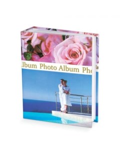 Фотоальбом на 300 4 фотографии 10х15 см твердая обложка Романтика голубой с розовым 390675 Brauberg