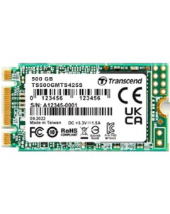 Твердотельный накопитель SSD M 2 500Gb MTS425 TS500GMTS425S SATA3 up to 530 480MBs 3D NAND 180TBW 22 Transcend