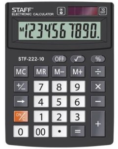 Калькулятор настольный PLUS STF 222 КОМПАКТНЫЙ 138x103 мм 10 разрядов двойное питание 250419 Staff