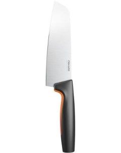 Нож кухонный Functional Form 1057536 стальной сантоку лезв 160мм прямая заточка черный оранжевый Fiskars