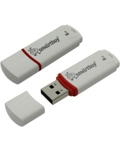 Флешка 8Gb Crown USB 2 0 белый SB8GBCRW W Smartbuy