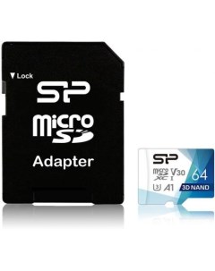 Флеш карта microSDXC 64Gb Class10 SP064GBSTXDU3V20AB Superior Pro Colorful adapter Silicon power