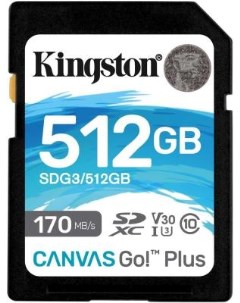 Флеш карта SDXC 512Gb SDXC UHS I Class U3 V30 чтение 170Мб с запись 90Мб с SDG3 512GB Kingston