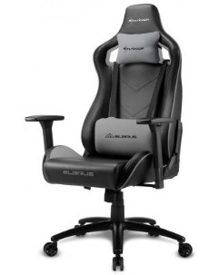 Игровое кресло Elbrus 2 чёрно серое синтетическая кожа регулируемый угол наклона механизм качания Sharkoon
