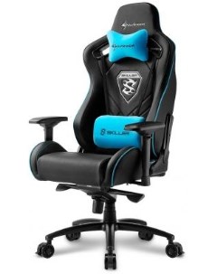 Игровое кресло Shark Skiller SGS4 чёрно синее синтетическая кожа регулируемый угол наклона механизм  Sharkoon