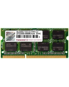 Оперативная память для ноутбука 4Gb 1x4Gb PC3 10600 1333MHz DDR3 SO DIMM CL9 TS512MSK64V3N Transcend