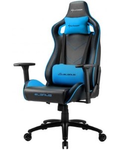 Игровое кресло Elbrus 2 чёрно синее синтетическая кожа регулируемый угол наклона механизм качания Sharkoon