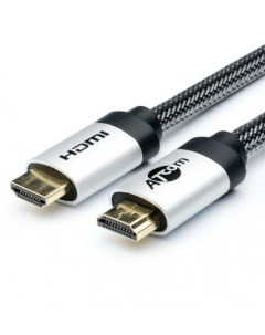 Кабель HDMI 3м AT3782 круглый черный серый Atcom