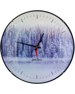 Настенные часы PF WC 006 круглые д 30 см без корпуса зимний лес циферблат Perfeo